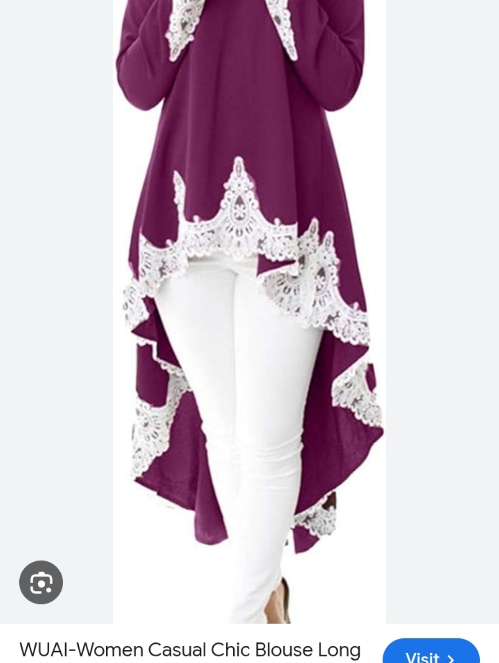 Burgundy Lace Trim Woman's High Low Long Shirt Size M Unique Whimsical Boho